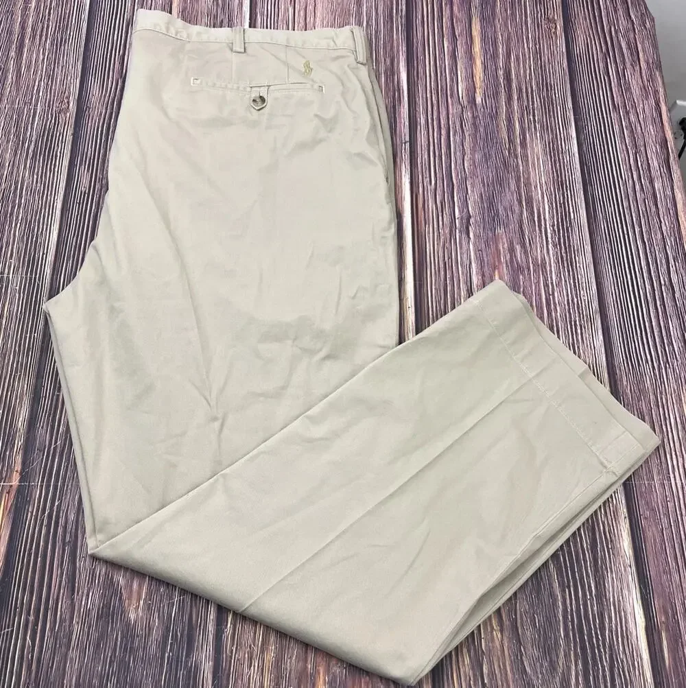Polo Ralph Lauren Chino Beige Stretch Pants Mens Size 46x32 (Actual 47x32)